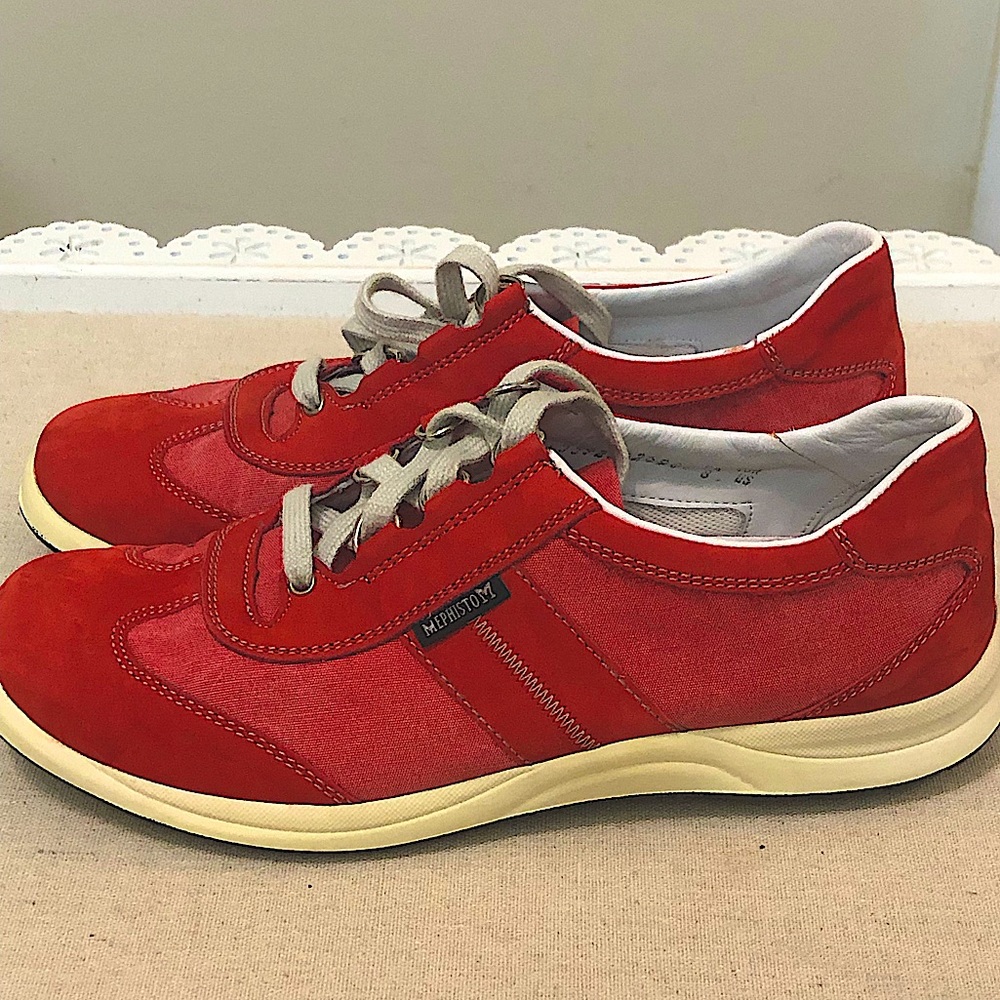 Mephisto Allrounder Sneakers, Red Nubuck and Cotton Canvas. Woman’s Size 8 - Picture 7 of 12